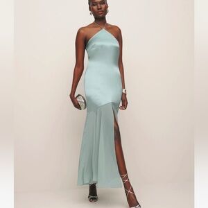 NWT Reformation Tosca Silk Dress in Aquamarine